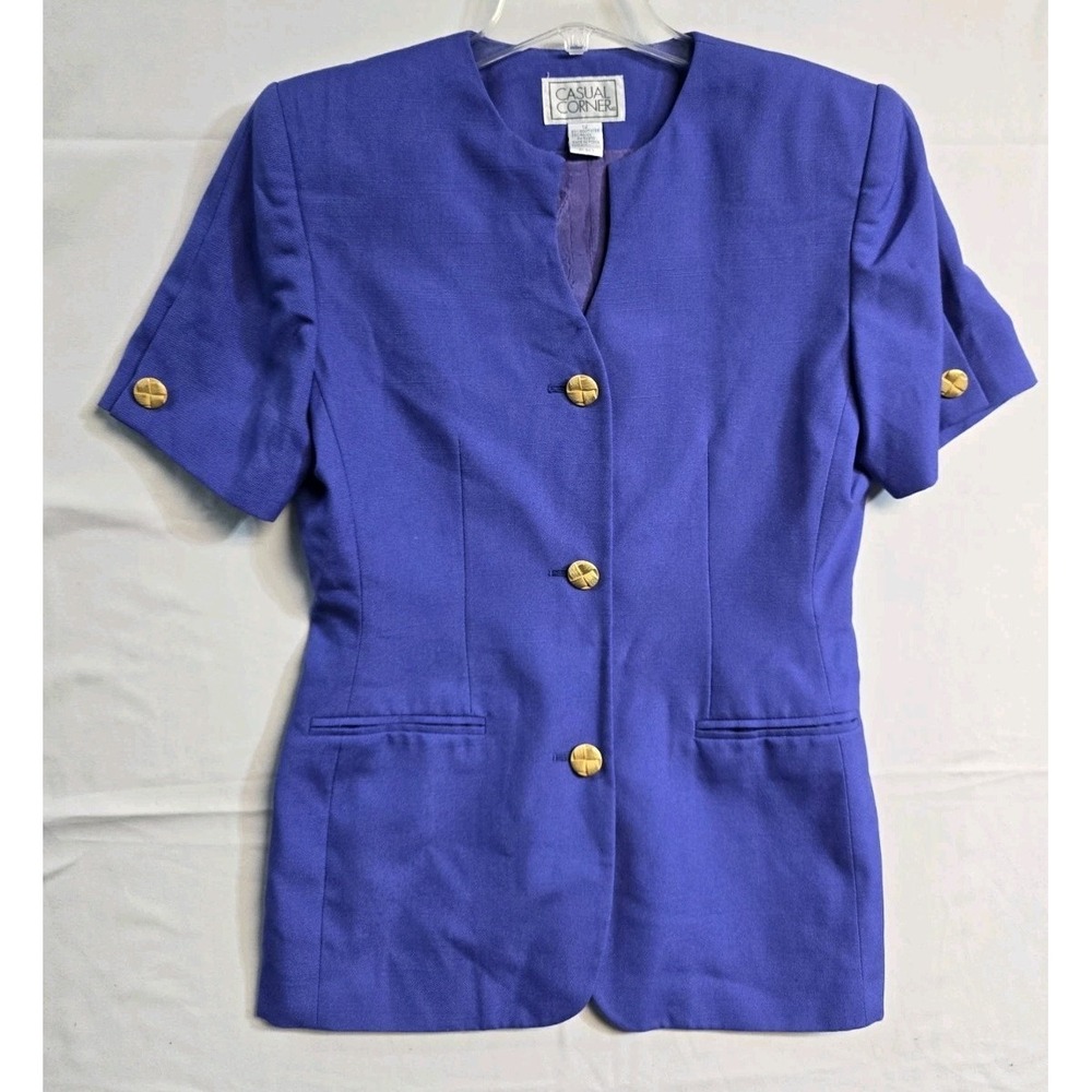Vintage Casual Corner Women's Blazer 12 Purple Gold Button